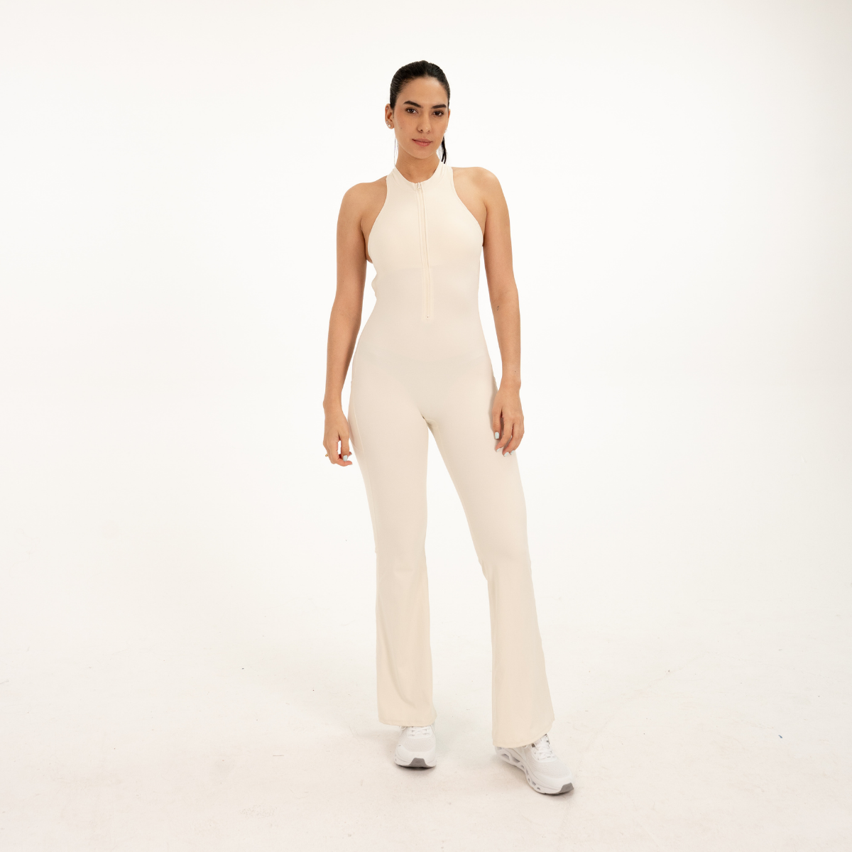 Crème Brûlée Open Back Flare Onesie